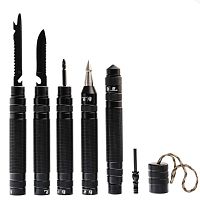 Боевой нож HX OUTDOORS Тактический набор для выживания GROM BLACK 12-в-1